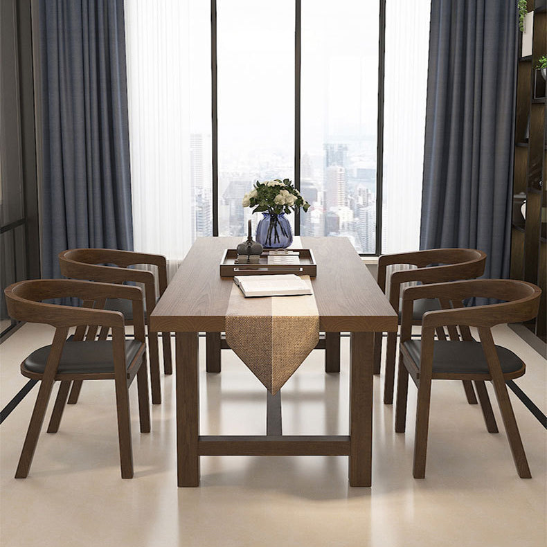 Industrial Dinette Table Rectangle Solid Wood Dinner Table in Brown