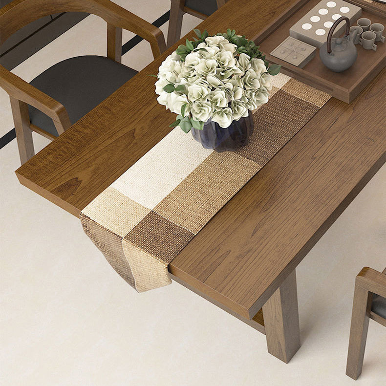Industrial Dinette Table Rectangle Solid Wood Dinner Table in Brown