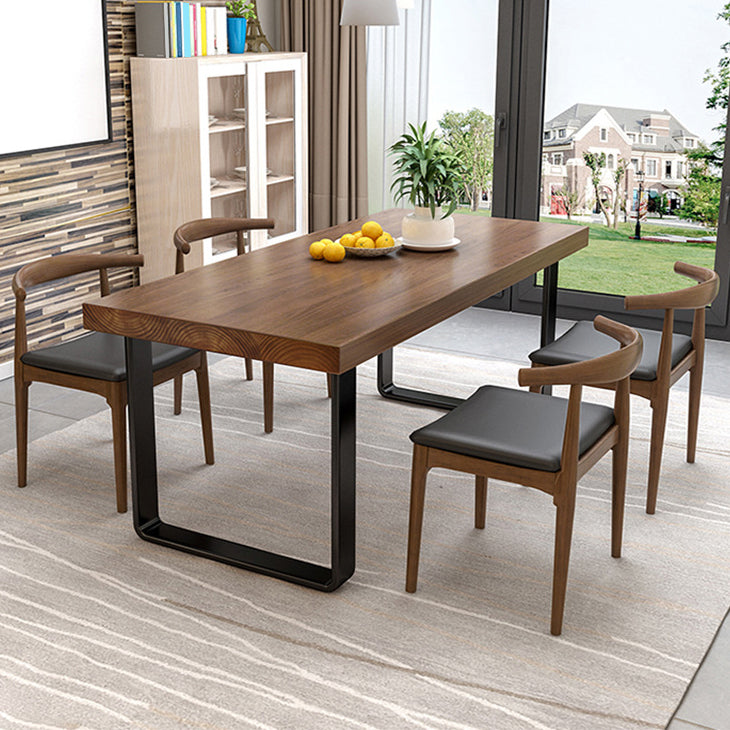 Industrial Dinner Table Solid Wood Rectangle Dinette Table in Brown