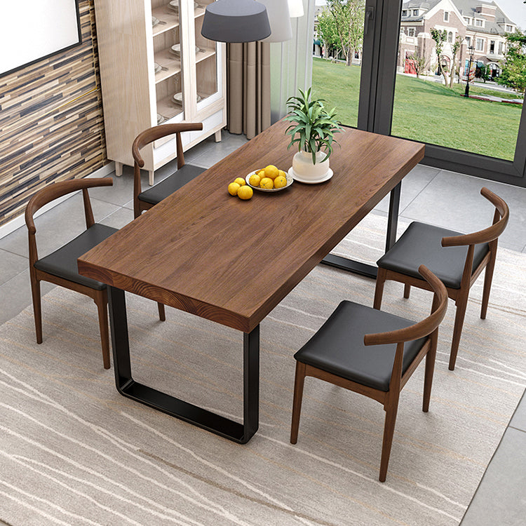 Industrial Dinner Table Solid Wood Rectangle Dinette Table in Brown