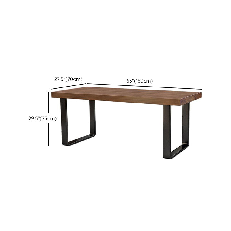 Industrial Dinner Table Solid Wood Rectangle Dinette Table in Brown