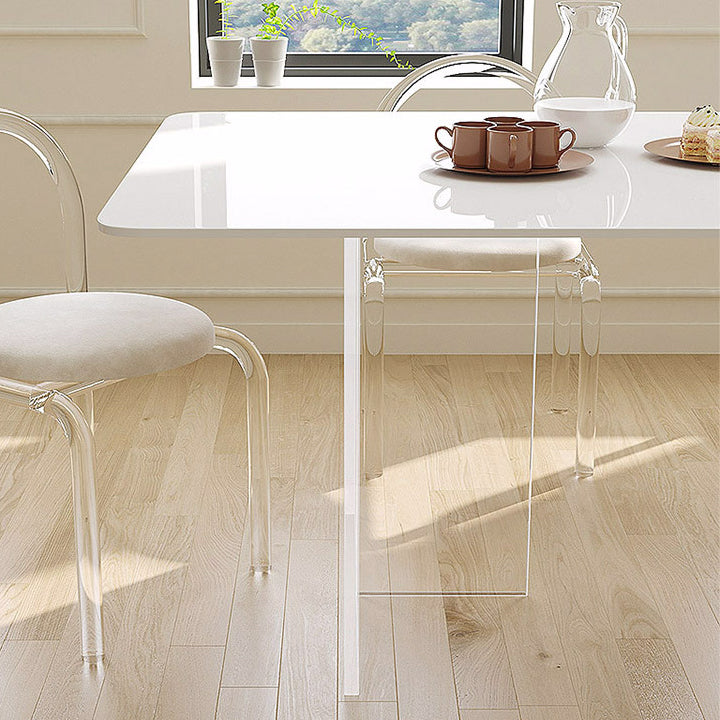 Simplicity Dinette Table Rectangle Stone Dinner Table in White