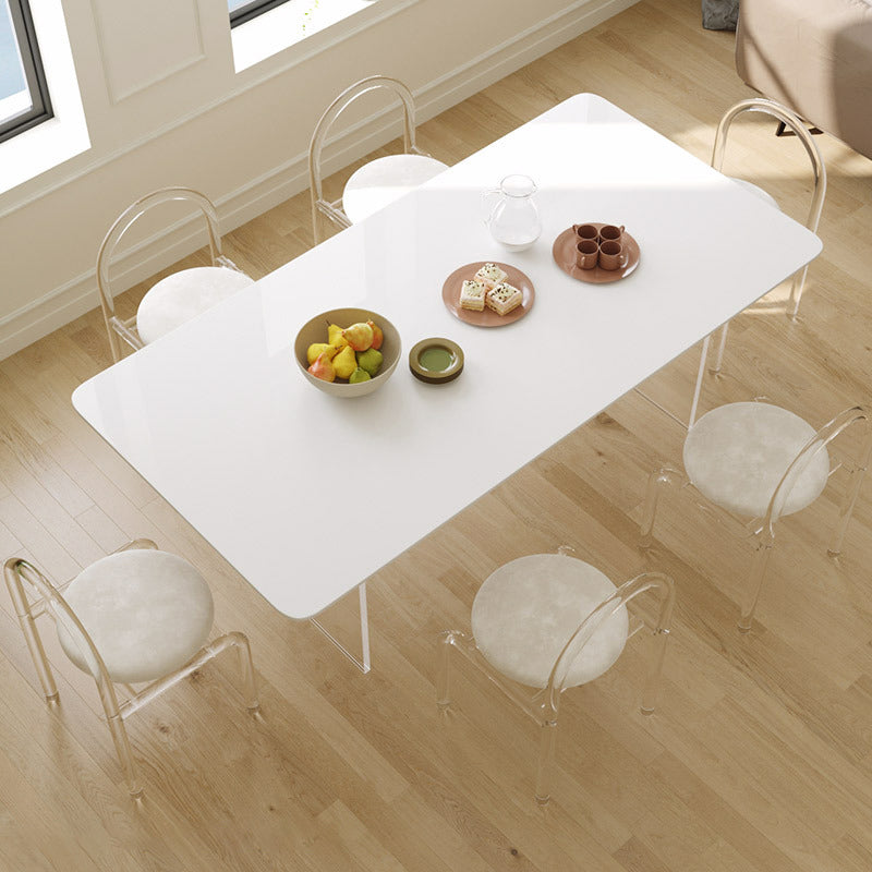 Simplicity Dinette Table Rectangle Stone Dinner Table in White