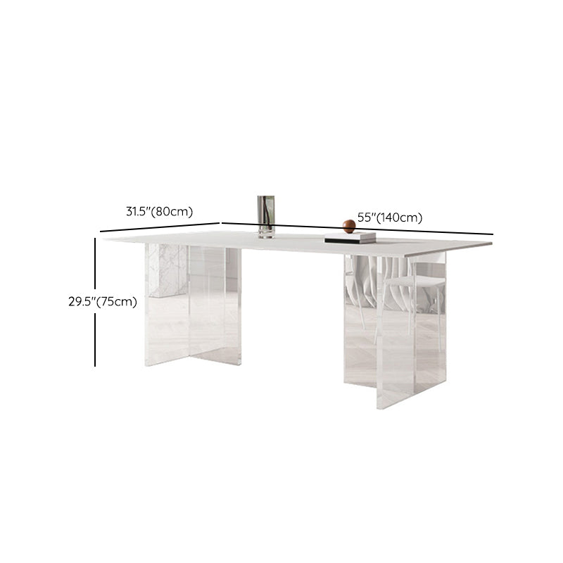 Simplicity Dinette Table Rectangle Stone Dinner Table in White