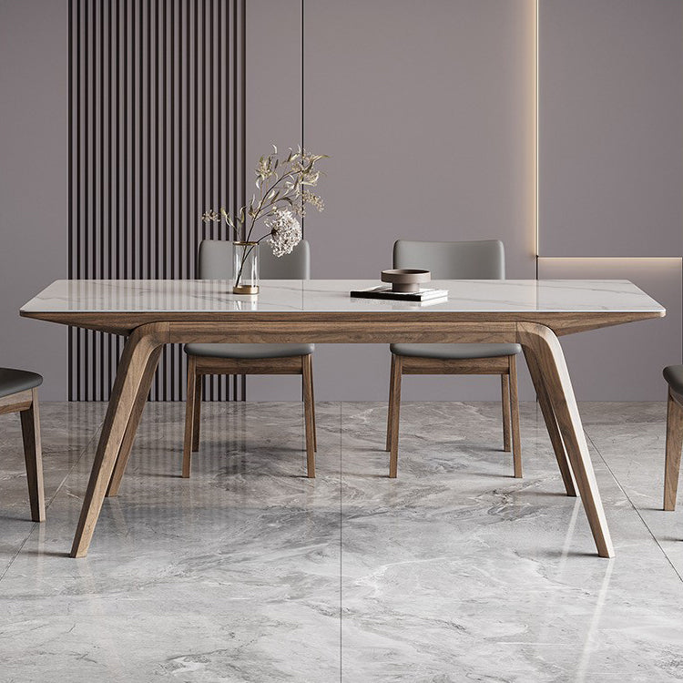 Industrial Dinner Table Stone Rectangle Dining Site Table in White
