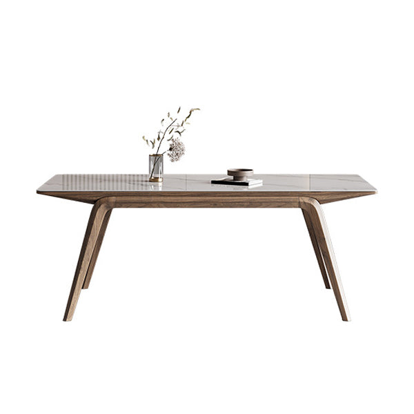 Industrial Dinner Table Stone Rectangle Dining Site Table in White