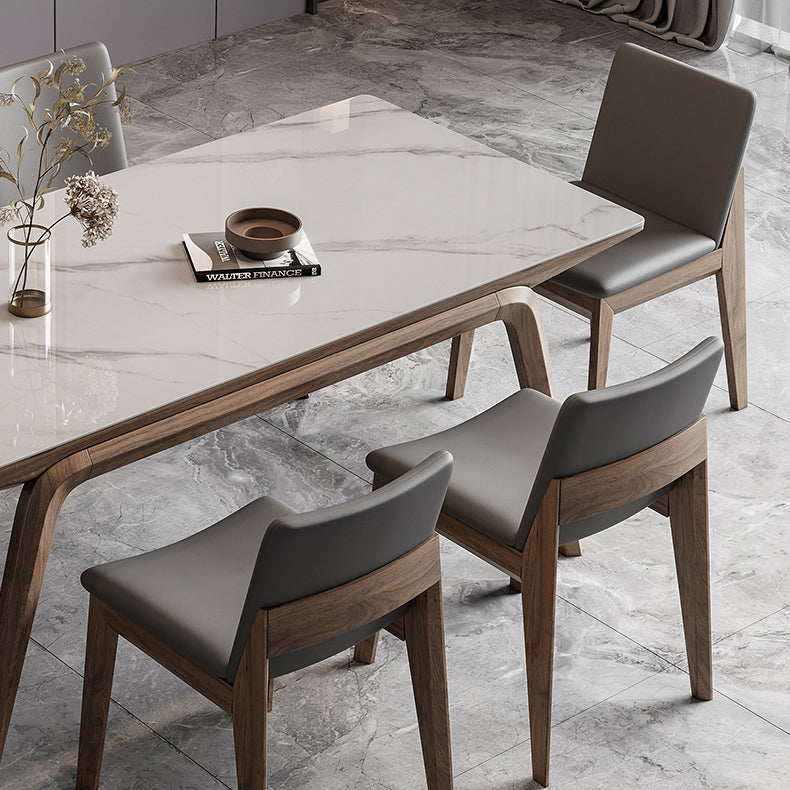 Industrial Dinner Table Stone Rectangle Dining Site Table in White
