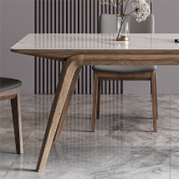 Industrial Dinner Table Stone Rectangle Dining Site Table in White