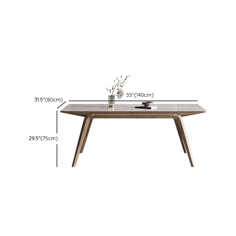 Industrial Dinner Table Stone Rectangle Dining Site Table in White