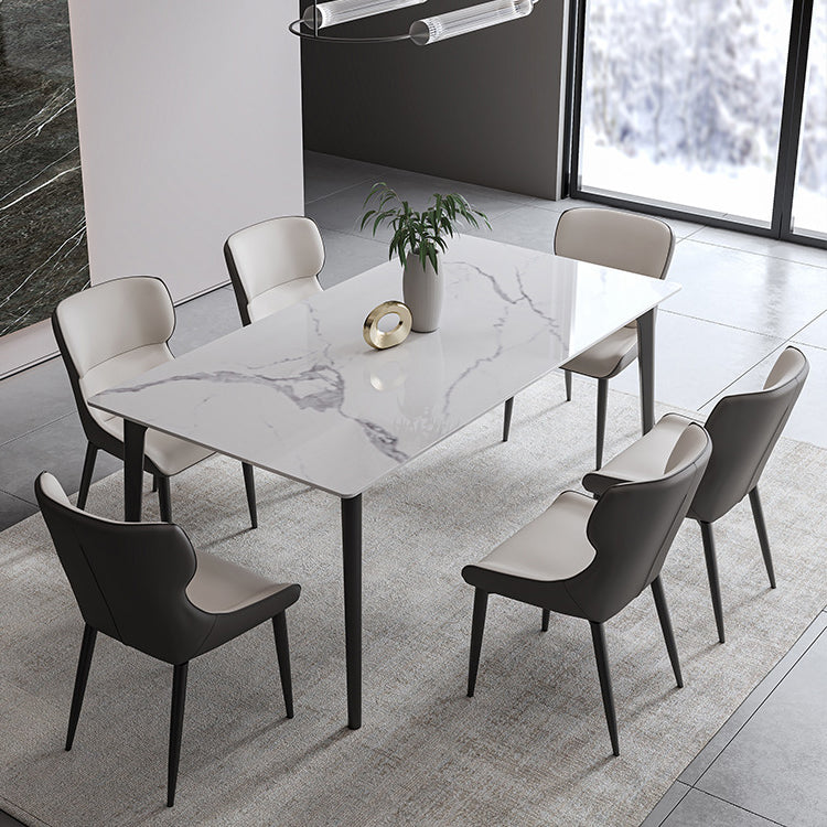 Simplicity Dinette Table Rectangle Stone Dinner Table for Dining Room