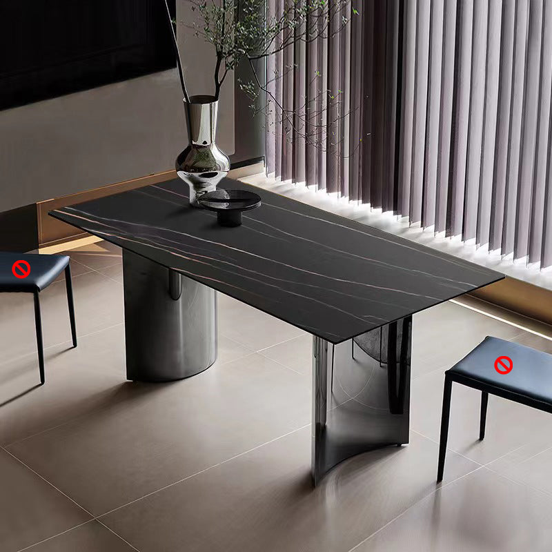 Industrial Dinner Table Stone Rectangle Dining Site Table for Home
