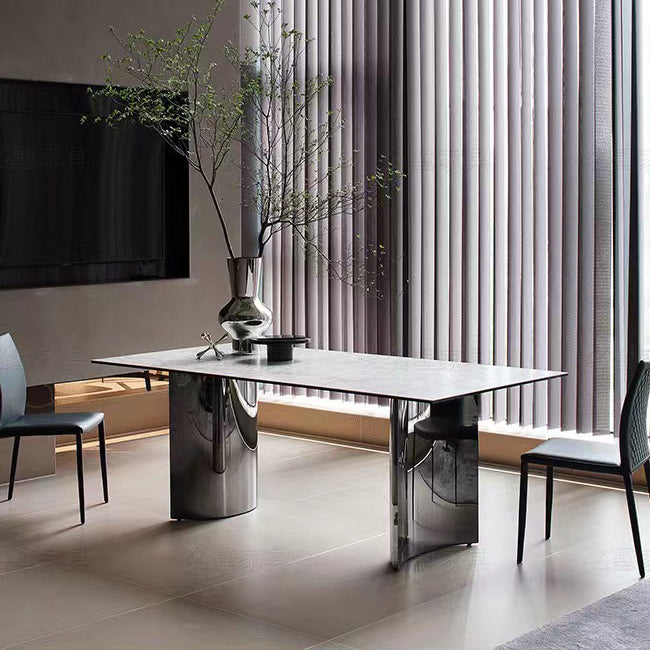 Industrial Dinner Table Stone Rectangle Dining Site Table for Home