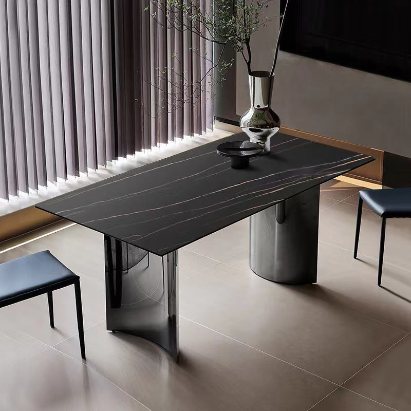 Industrial Dinner Table Stone Rectangle Dining Site Table for Home