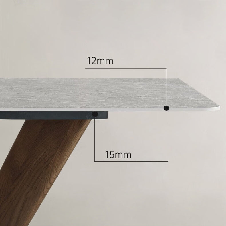 Industrial Dinner Table Stone Rectangle Dining Site Table in Grey