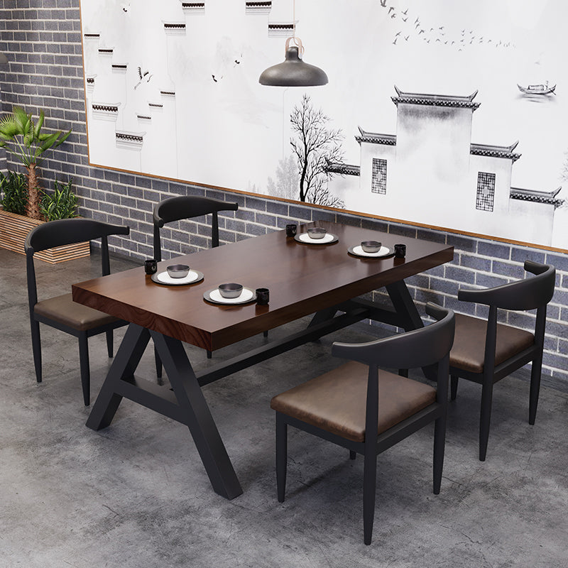 Industrial Kitchen Rectangle Dinner Table Solid Wood Dining Table