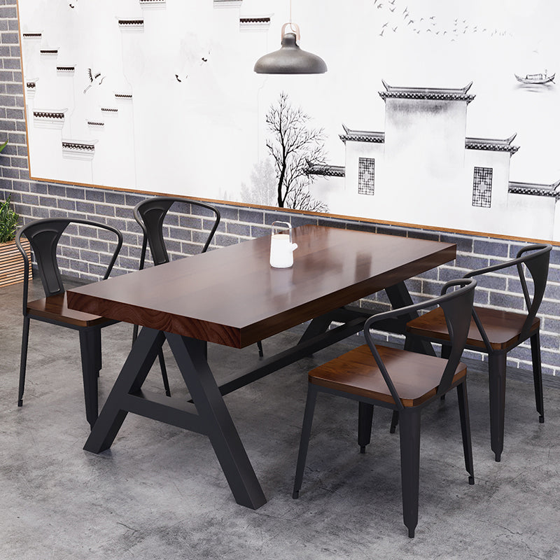 Industrial Kitchen Rectangle Dinner Table Solid Wood Dining Table