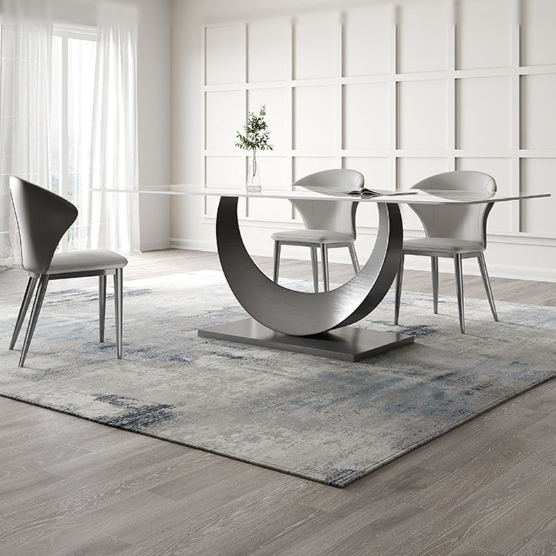 Industrial Dinner Table Stone Rectangle Dining Site Table for Dining Room