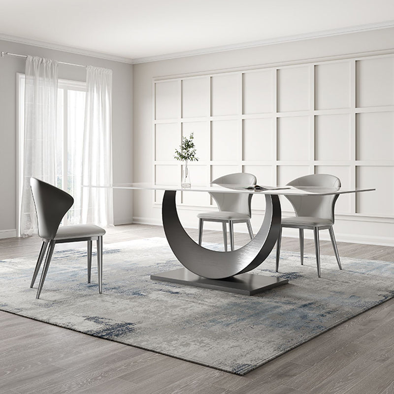 Industrial Dinner Table Stone Rectangle Dining Site Table for Dining Room