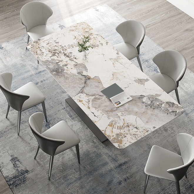 Industrial Dinner Table Stone Rectangle Dining Site Table for Dining Room
