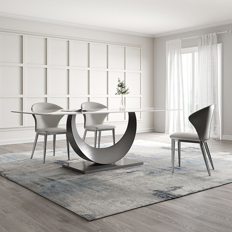Industrial Dinner Table Stone Rectangle Dining Site Table for Dining Room