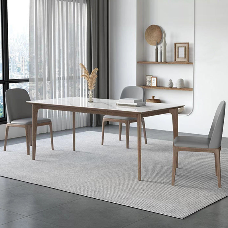 Industrial Style Dinner Table Stone Rectangle Dining Site Table in White