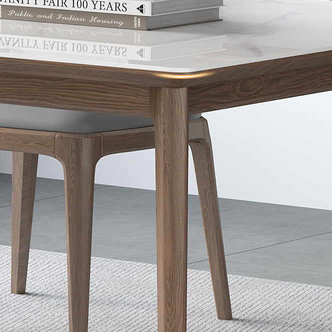 Industrial Style Dinner Table Stone Rectangle Dining Site Table in White