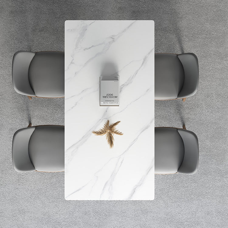 Industrial Style Dinner Table Stone Rectangle Dining Site Table in White