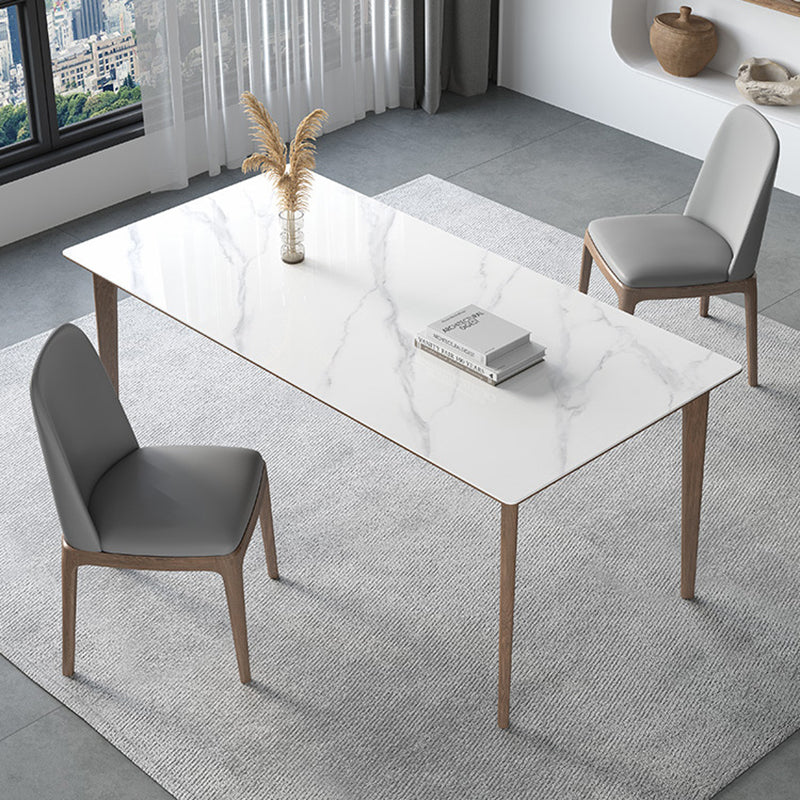 Industrial Style Dinner Table Stone Rectangle Dining Site Table in White