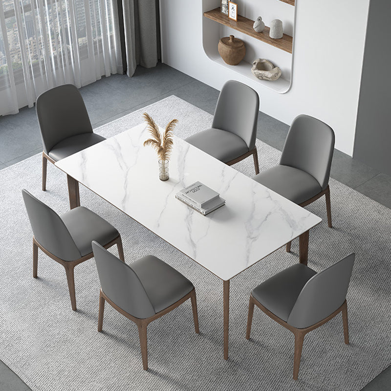Industrial Style Dinner Table Stone Rectangle Dining Site Table in White