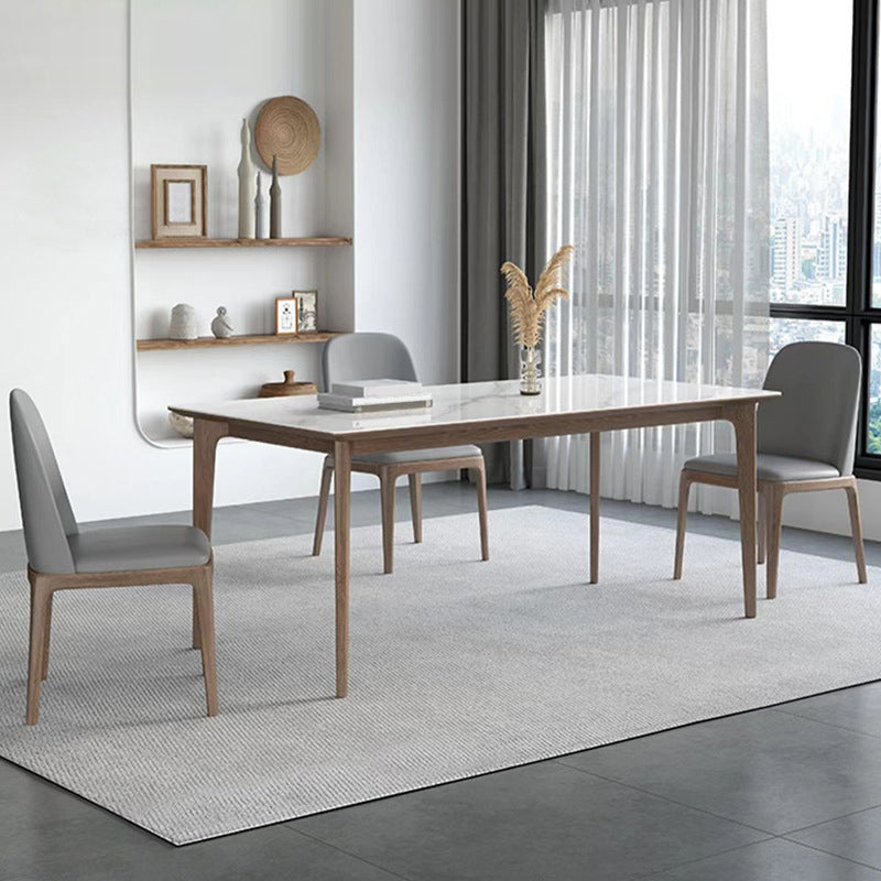 Industrial Style Dinner Table Stone Rectangle Dining Site Table in White