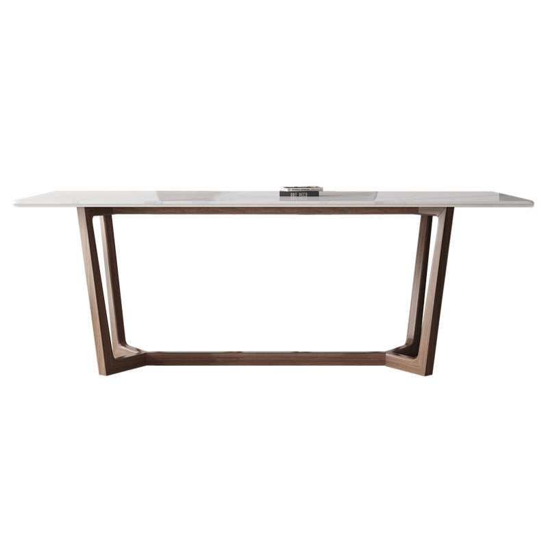 Industrial Style Dinner Table Rectangle Stone Dining Site Table in White