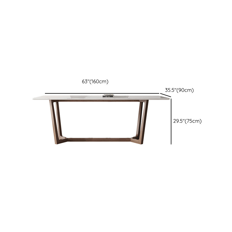 Industrial Style Dinner Table Rectangle Stone Dining Site Table in White