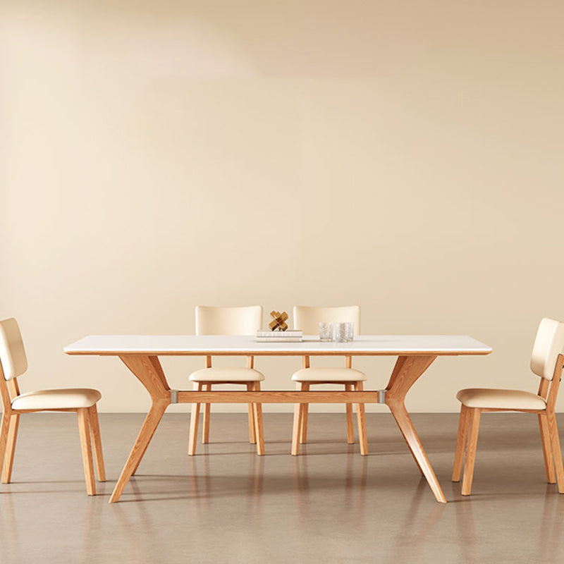 Industrial Dinner Table Rectangle Stone Dining Site Table in White