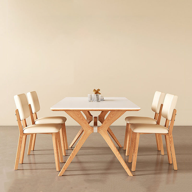 Industrial Dinner Table Rectangle Stone Dining Site Table in White