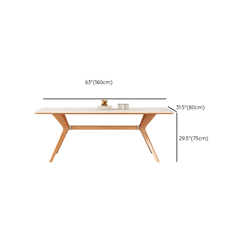 Industrial Dinner Table Rectangle Stone Dining Site Table in White