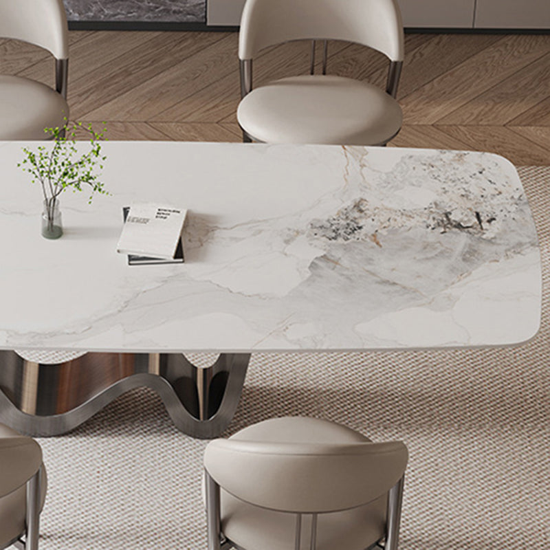 Kitchen Dinner Table Dining Room Stone Rectangle Dining Table