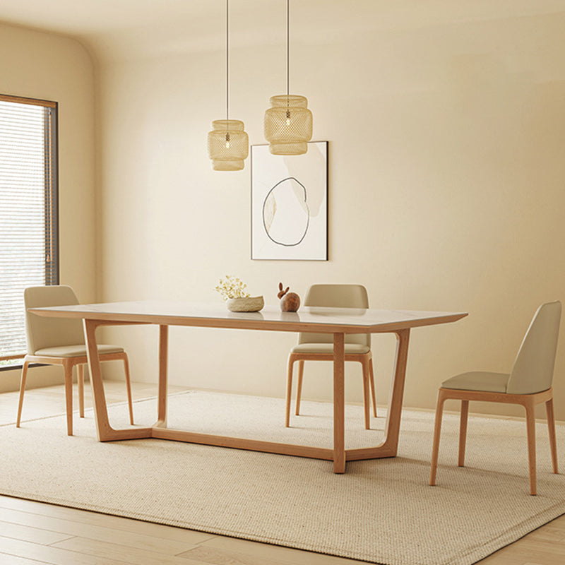 Industrial Dining Room Table Rectangle Stone Dining Site Table in White