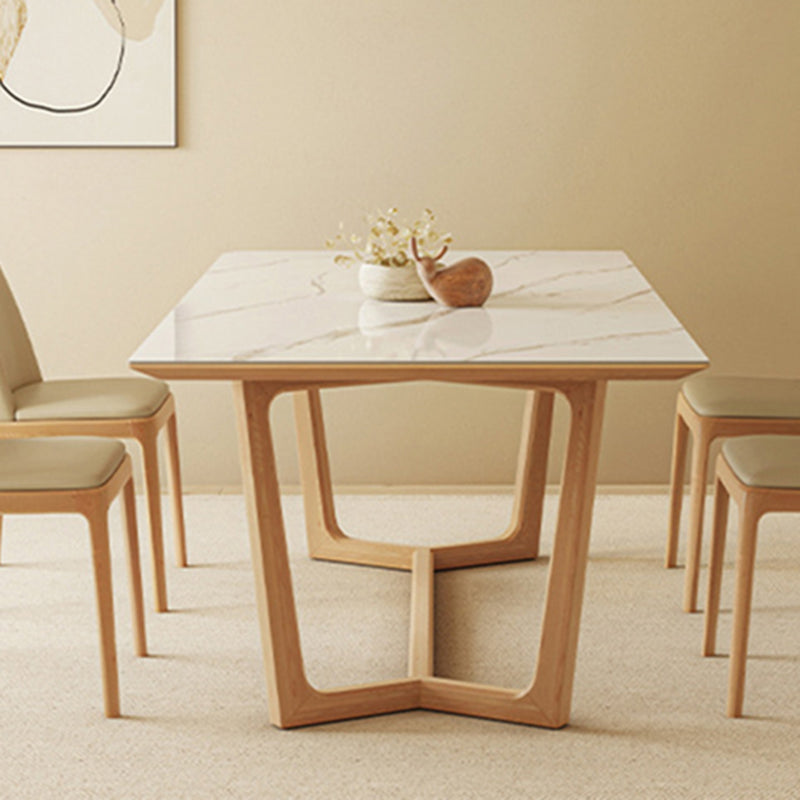 Industrial Dining Room Table Rectangle Stone Dining Site Table in White