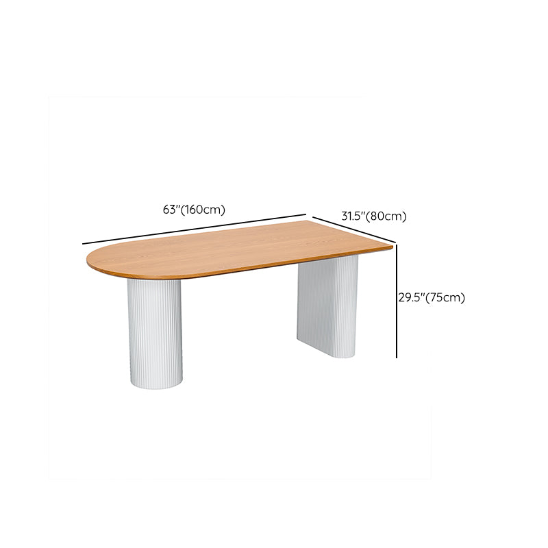 Solid Wood Dining Table Double Pedestal Dinner Table for Dining Room