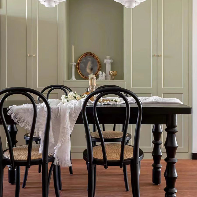 Solid Wood Dining Table Rectangle 4 Legs Dinner Table for Dining Room