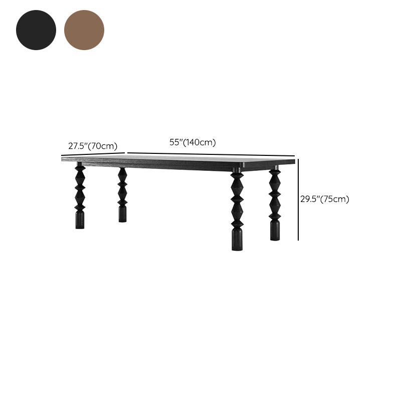 Solid Wood Dining Table Rectangle 4 Legs Dinner Table for Dining Room