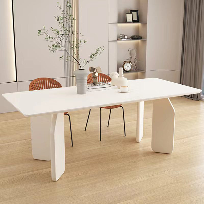 Solid Wood Dining Table White Modern Dinner Table for Dining Room