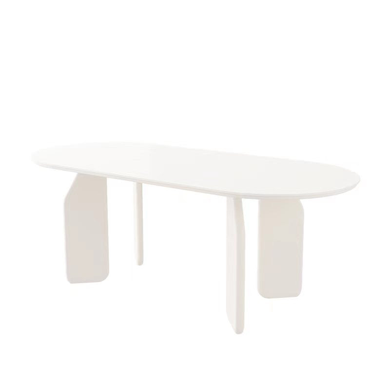 Solid Wood Dining Table White Modern Dinner Table for Dining Room