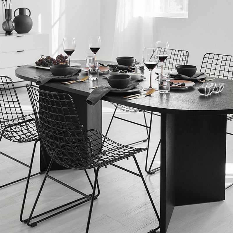 Modern Wood Dining Table Oval Black Dinner Table for Dining Room
