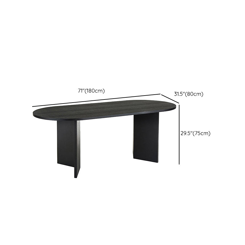 Modern Wood Dining Table Oval Black Dinner Table for Dining Room