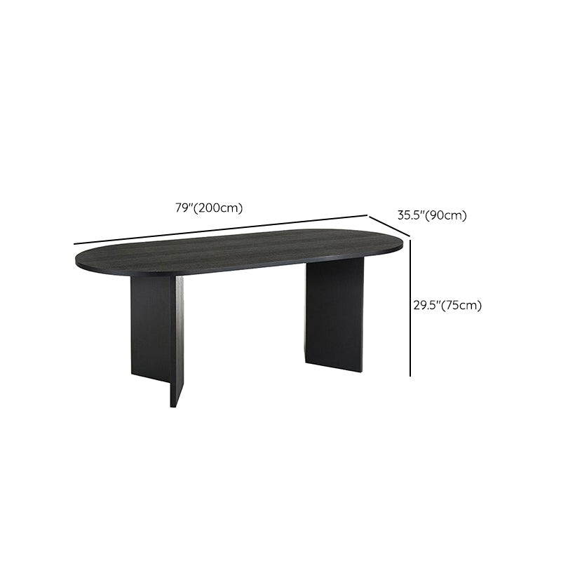 Modern Wood Dining Table Oval Black Dinner Table for Dining Room
