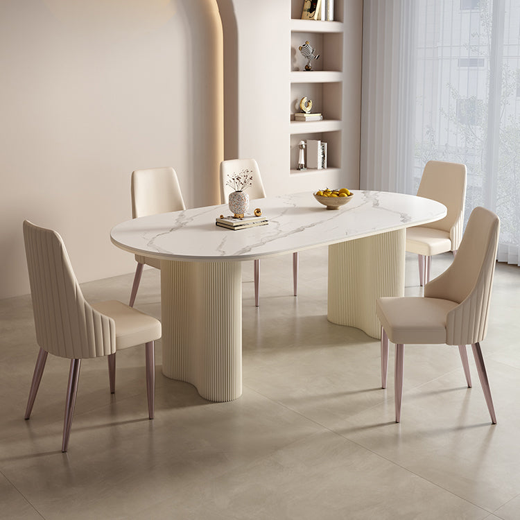 Oval Double Pedestal Dining Table Contemporary Kitchen Dinner Table