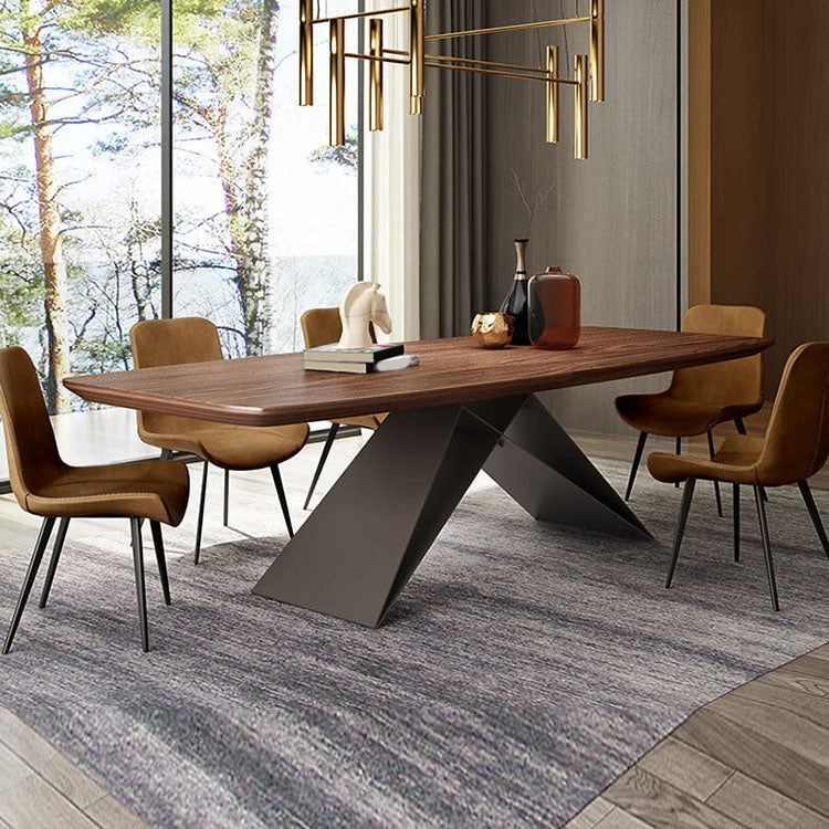 Industrial Dining Table Rectangle Wooden Top Dinner Table for Dining Room