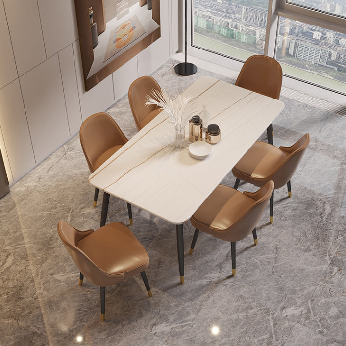 Modern Stone Rectangle Dining Table 1/2/5/7 Pieces Dining Set for Living Room