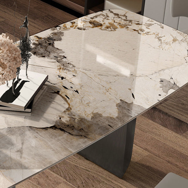 Glam Style Dining Table Set with Beige Chairs 1/3/4/5/6 Pcs Metal Dinette Set for Home